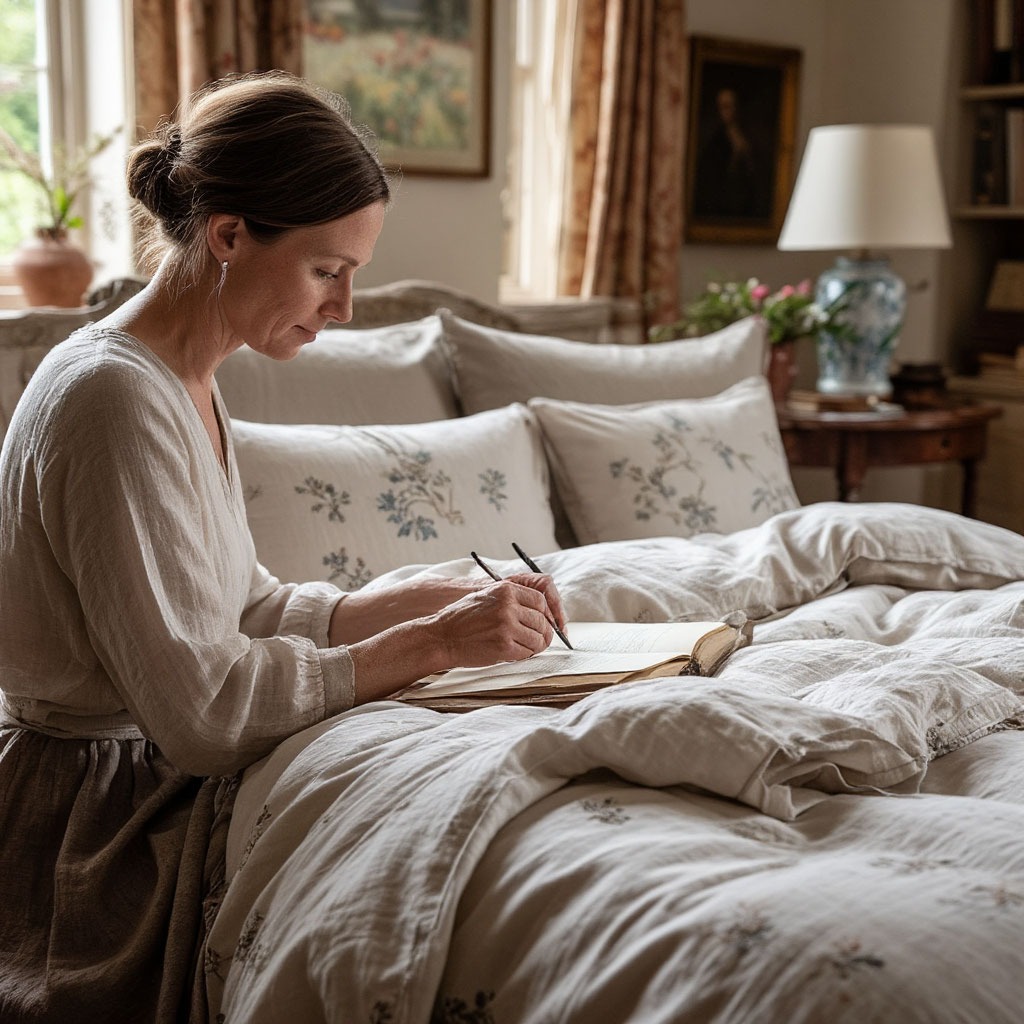 Mikepryor UK workshop with artisans crafting luxury bedding